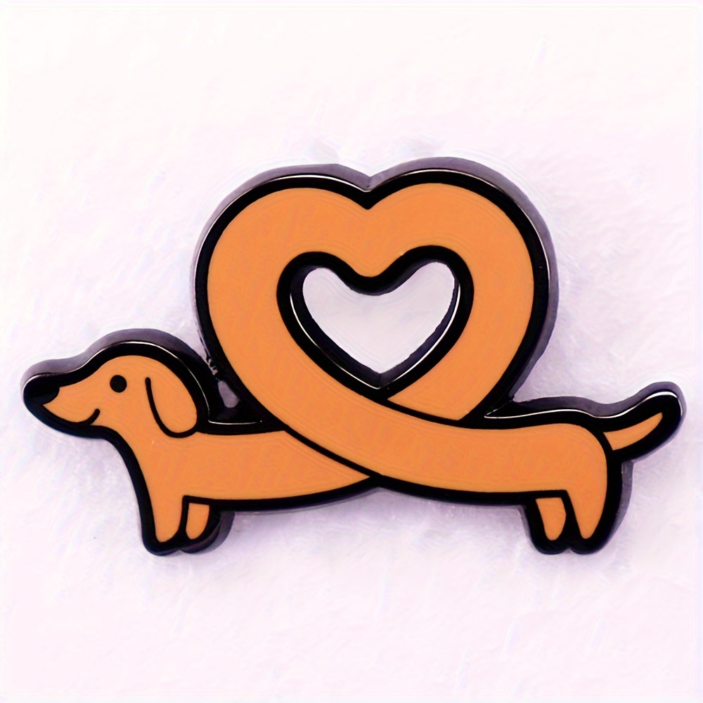 

1pc Fun And Caring Dachshund Dog Brooch For Men, Humorous Metal Enamel Badge For Backpack, Clothing, Shoes, Boots, Decoration