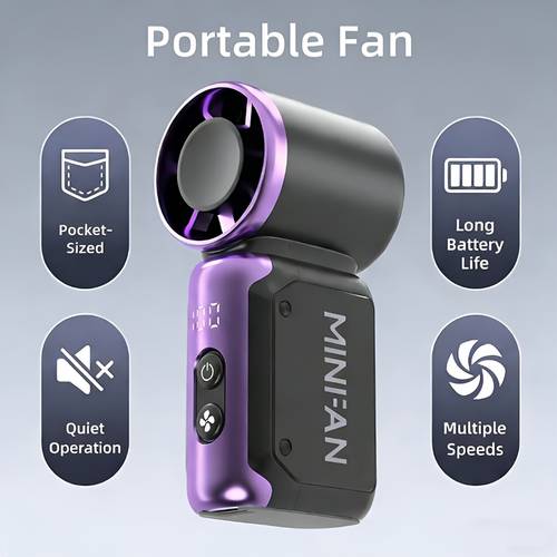 2026 new mini handheld portable quiet bladeless fan usb rechargeable pocket fan suitable for outdoor travel and office use travel accessory