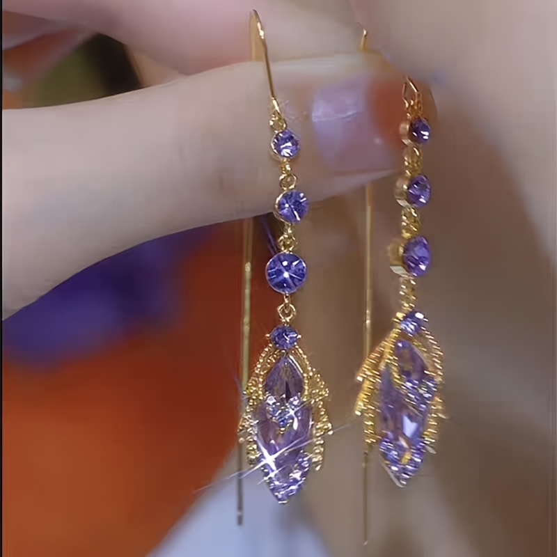 TEMU 1 Paire de Boucles d'Oreilles Violettes à Franges pour Femmes, Luxe Léger, Design , Style , Bijoux d'Oreilles Individuels