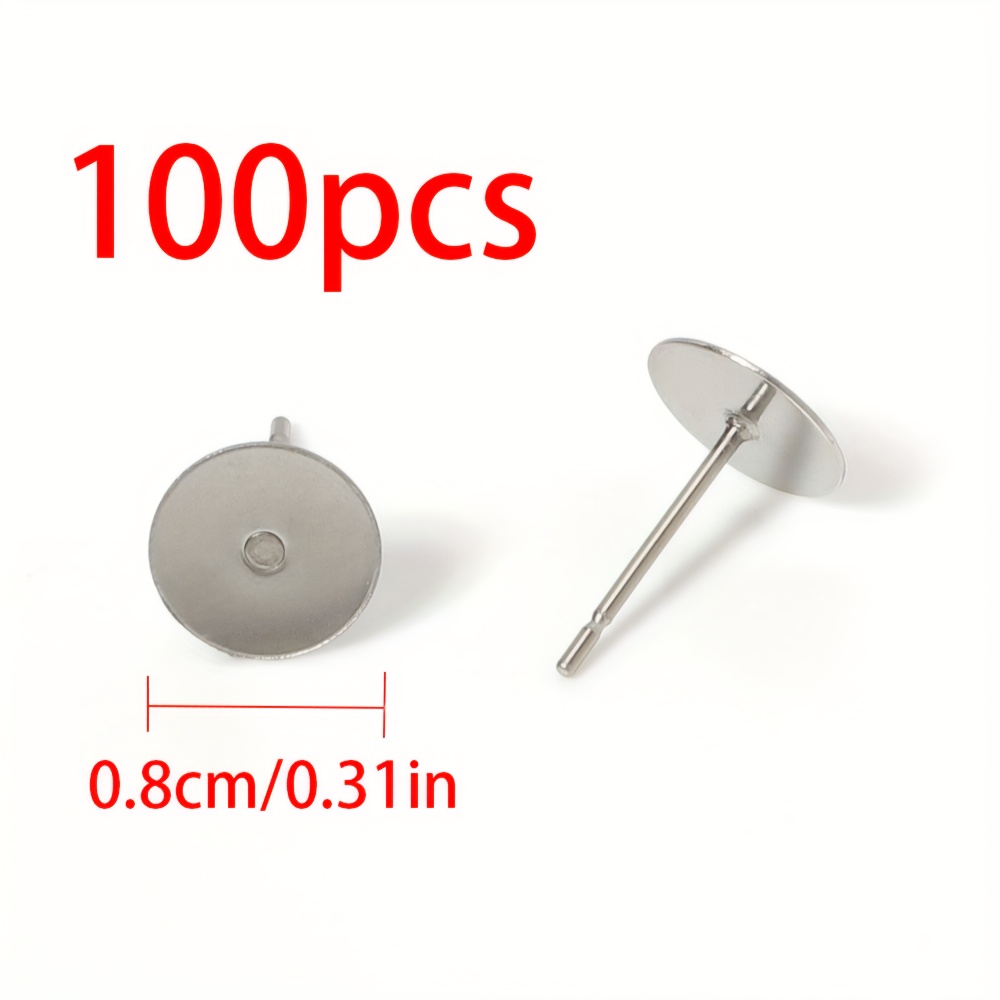 TEMU 100 Stück 3-8mm Edelstahl Ohrstecker Rohlinge Stecker Ohrring Schmuckherstellung