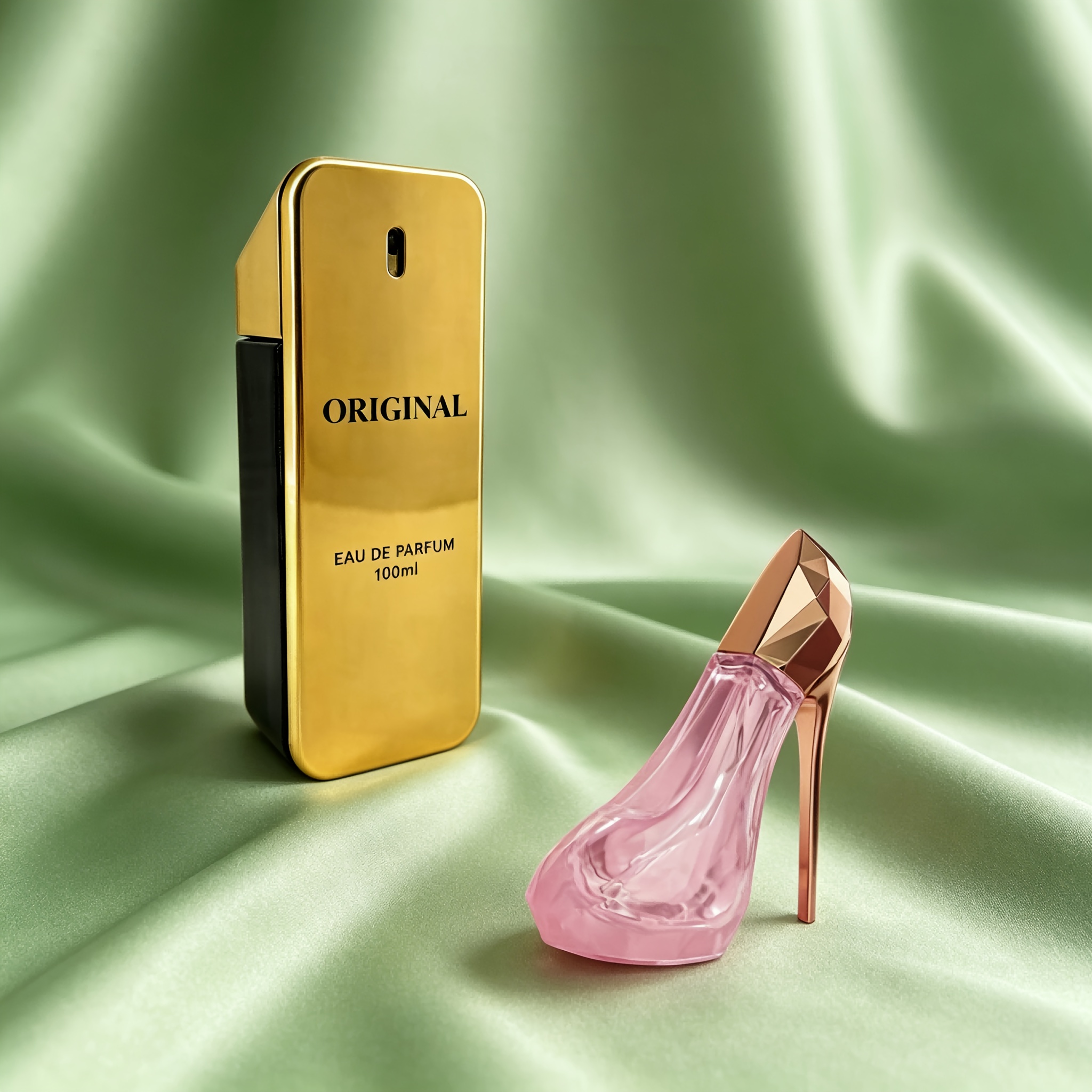 Image of 2 Bottles Combo | Golden Brick Oriental Leather And Pink High Heel Floral Women's Perfume | Long-lasting Scent | Ideal For Valentine's Day And Other Festivals, Gifts And Daily Use