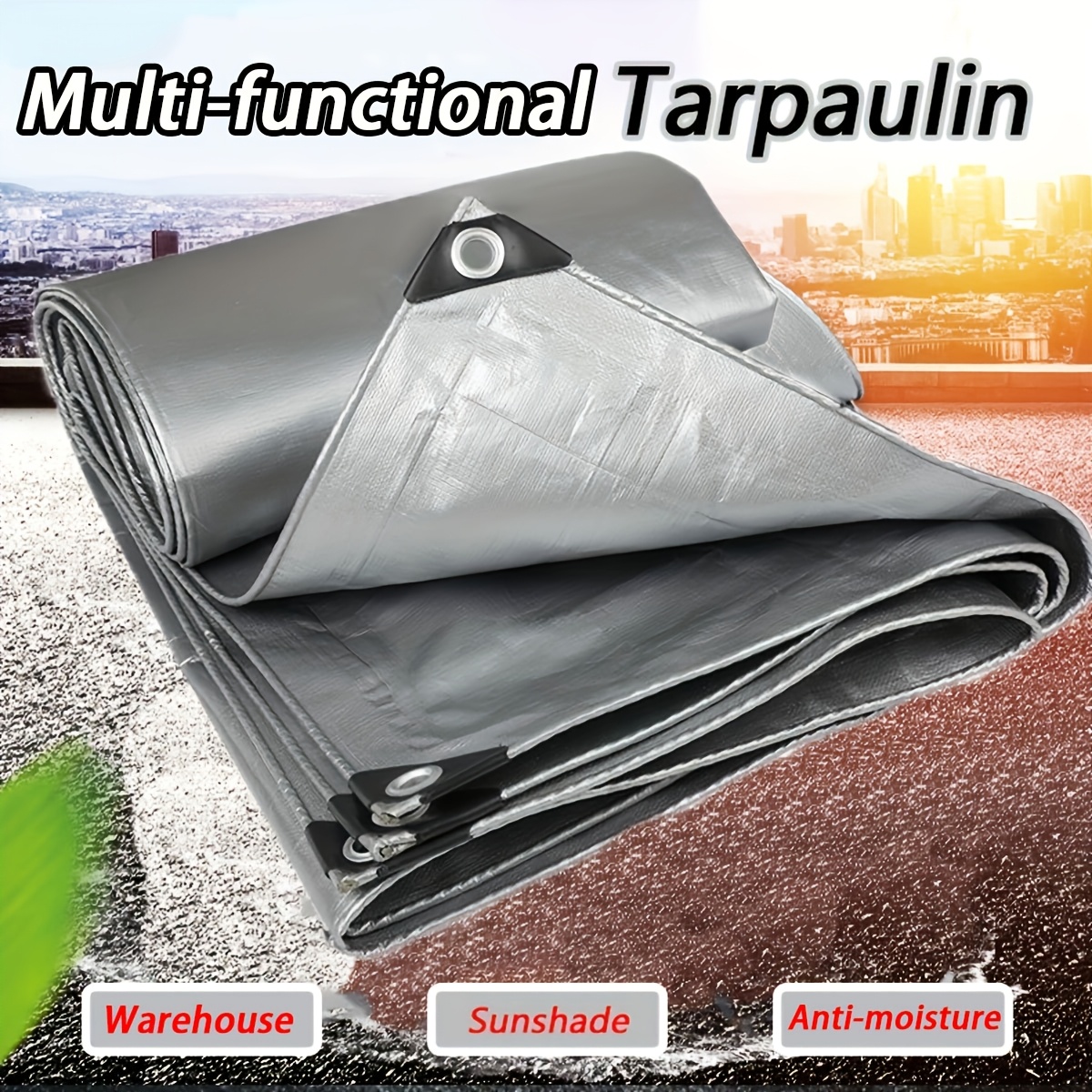 Heavy Duty Waterproof Tarp Canvas - 13.1 X 16.4 Feet, UV & Water Resistant, Multi-Purpose Outdoor Cover For Truck, Boat, Camping