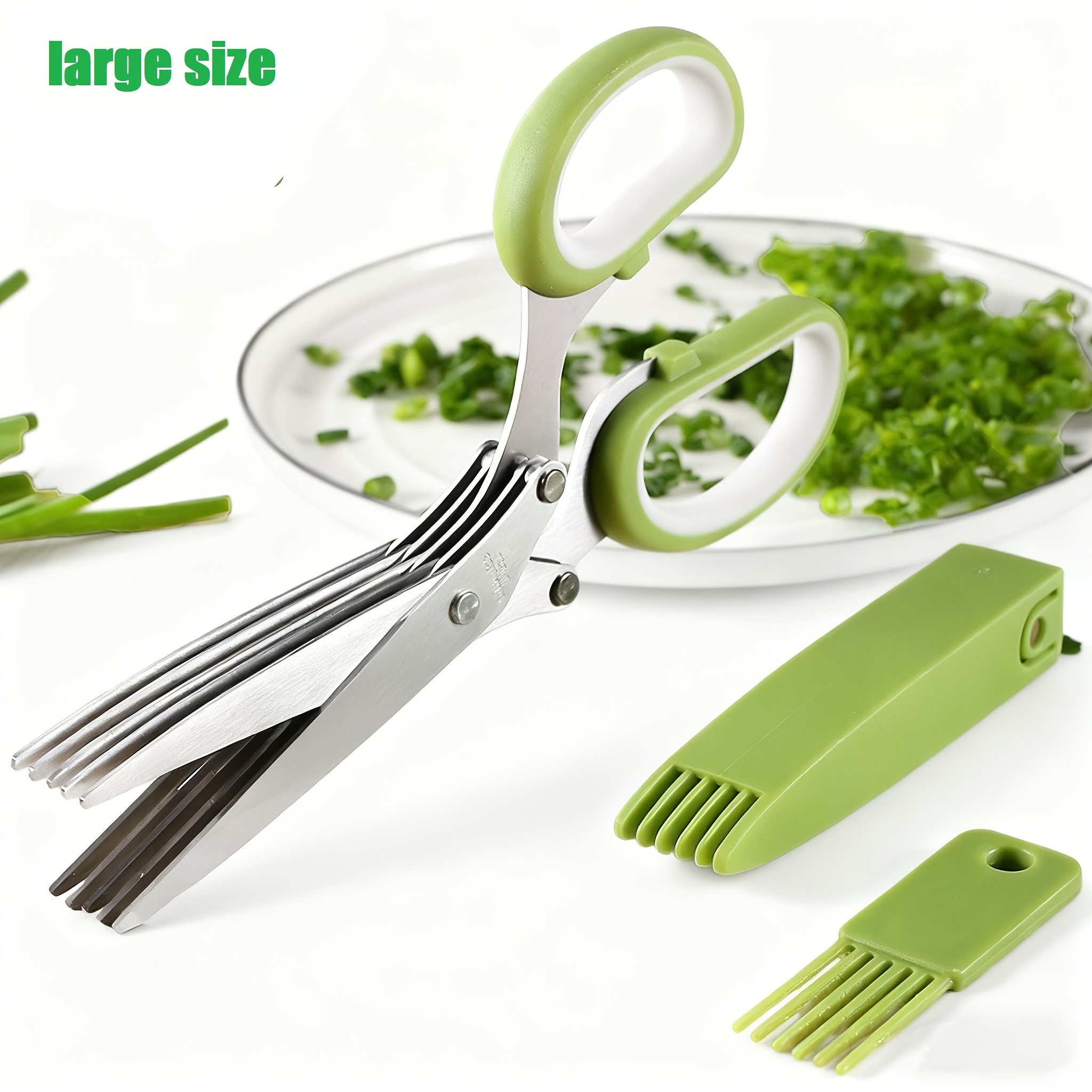 Large stainless steel five layer scallion scissors, shredded paper scissors, kitchen vegetable seaweed shredded food scissors