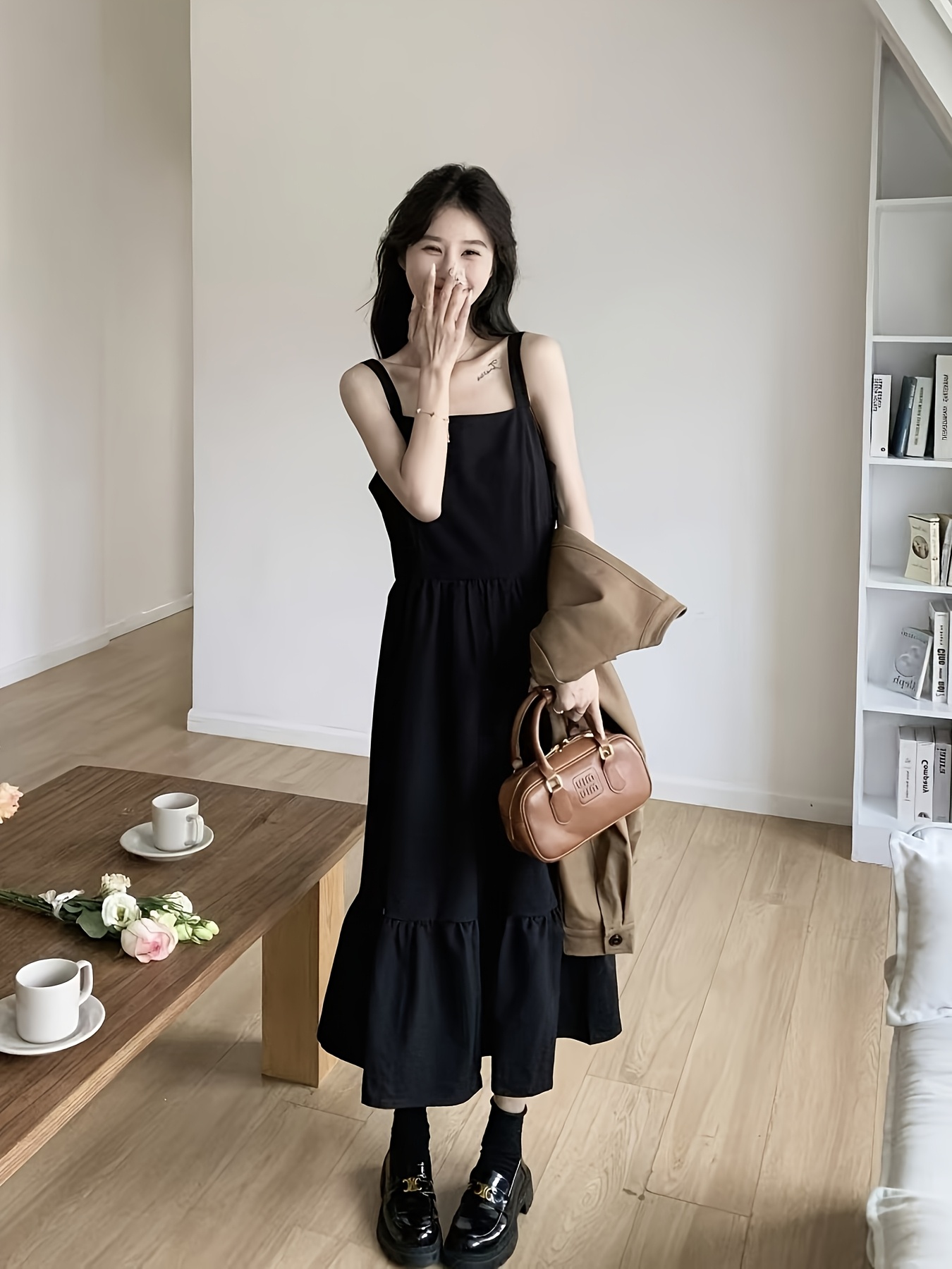 how to style black spaghetti strap dress Spaghetti Strap Dress (Black)