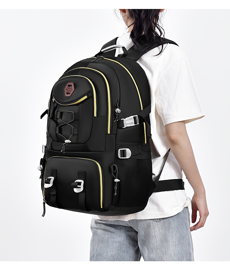 [Large Capacity Hiking Backpack] 10.57 Gallon Large Capacity Hiking Backpack with Shoe Compartment & Laptop Sleeve - Durable Multi-Compartment Travel Backpack with Padded Shoulder Straps, Padded Back Panel & High Quality Design - Blue/Grey/Tan for Camping, Business Travel, School - Ideal Gift for Outdoor Adventurers (36-40L)