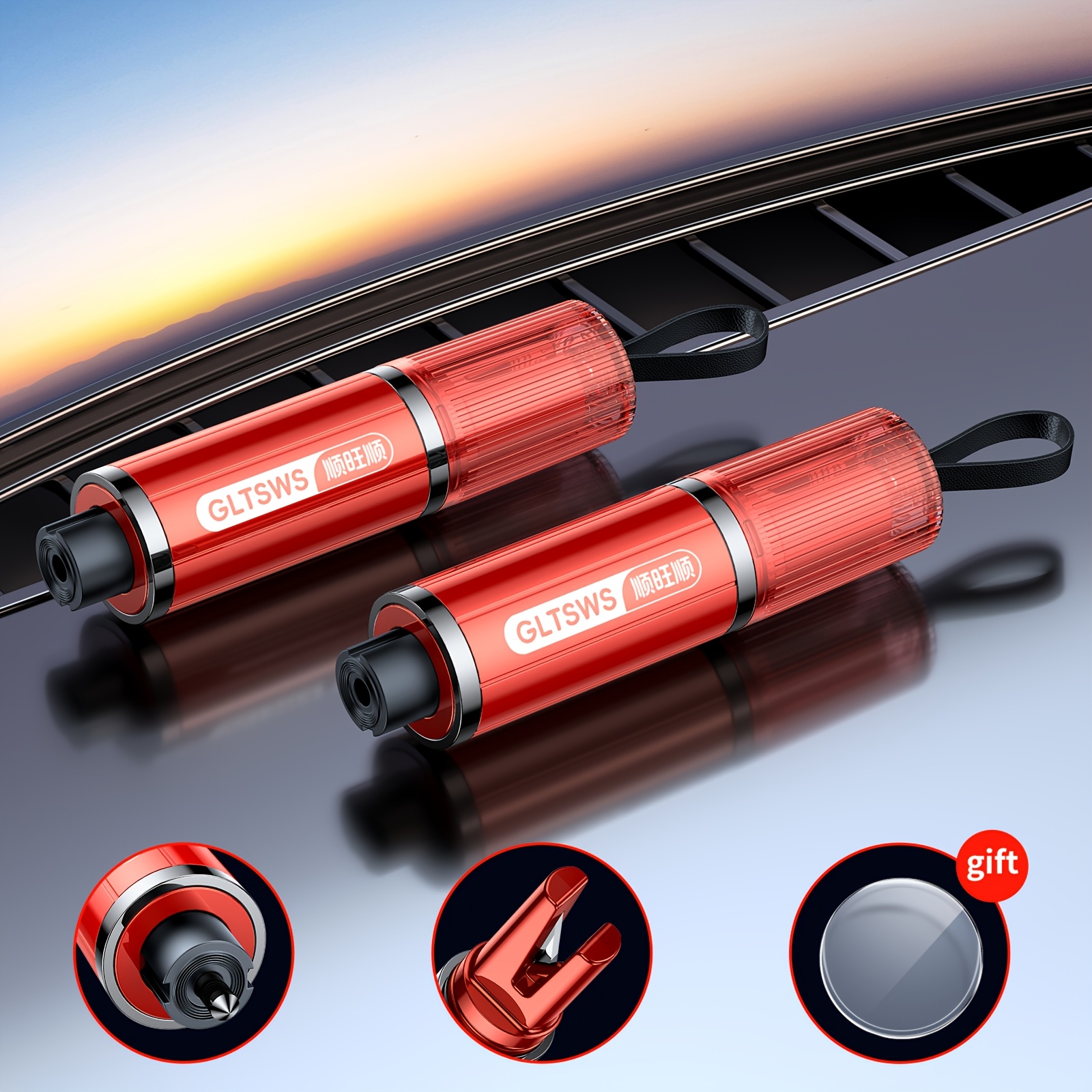 2 Multifunctional 2-in-1 Car Window Breakers (with Seatbelt Cutter) And Spring Safety For Emergency Escape In Vehicles