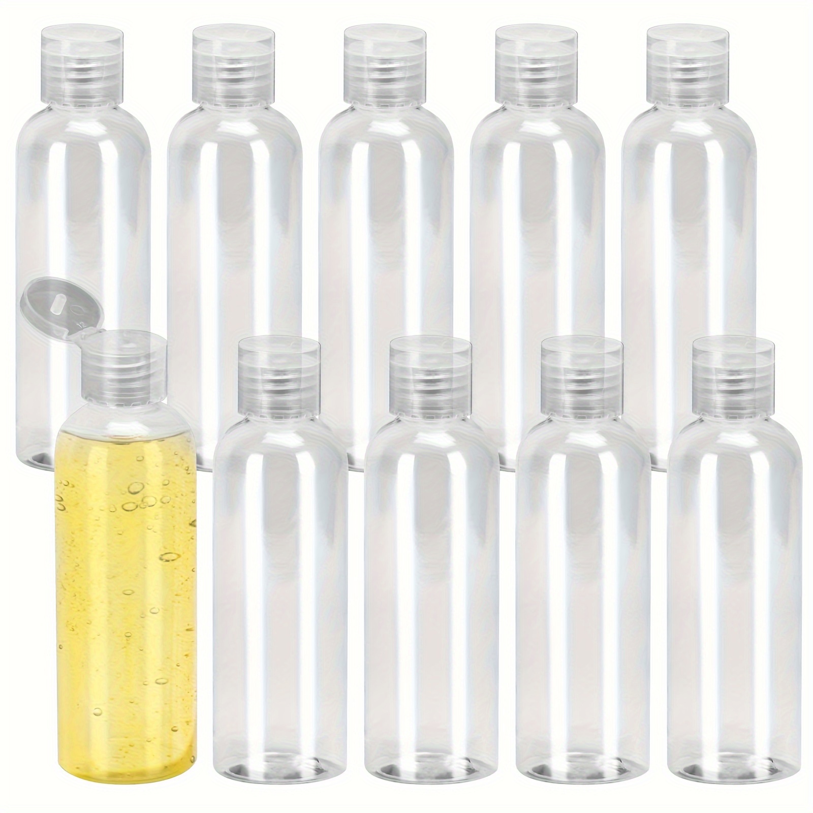 

10 Pack Flip-top Plastic Travel Bottles 100ml - Transparent Refillable Empty Squeeze Containers For Cosmetics, Liquid Shampoo, Conditioner - Leakproof, Bpa-free, Widely Used For Home, Hiking, Travel