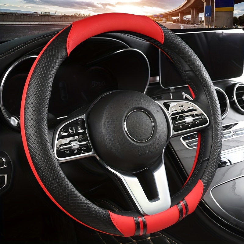 

Pu Leather Embossed Three-dimensional Car Steering Wheel Cover, Comfortable And Soft 14.57-14.96 Inch Od Car Accessories
