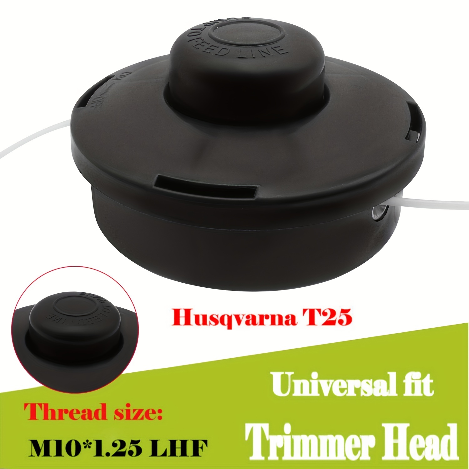 

1pc, T25 Universal Trimmer Head, M10*1.25 Lhf Thread Size, 4.44-inch Diameter Cutter, Gas String Trimmers Compatible, Durable Plastic Garden Tool