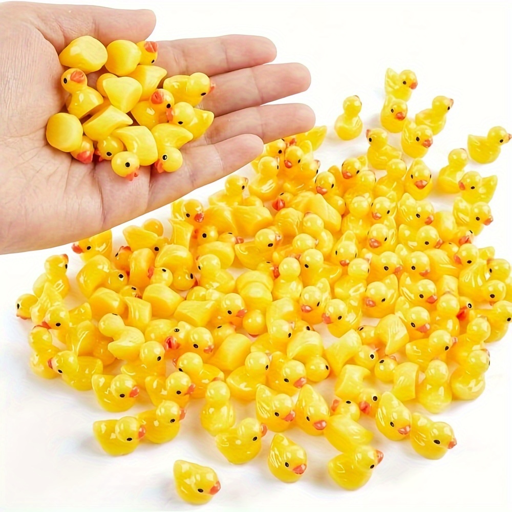 

100pcs Miniature Yellow Duck Figurines, Resin Home Decor, Small Ducklings For Birthday Gifts, Party Favors, Holiday Garden Bonsai Embellishments