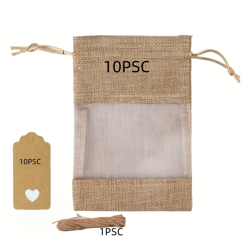 TEMU Gift For Her/him 10 Sets Of And Organza Gift Bags With Clear Window + And Cards - Weddings, Birthdays, Party Favors, Small Business Packaging,