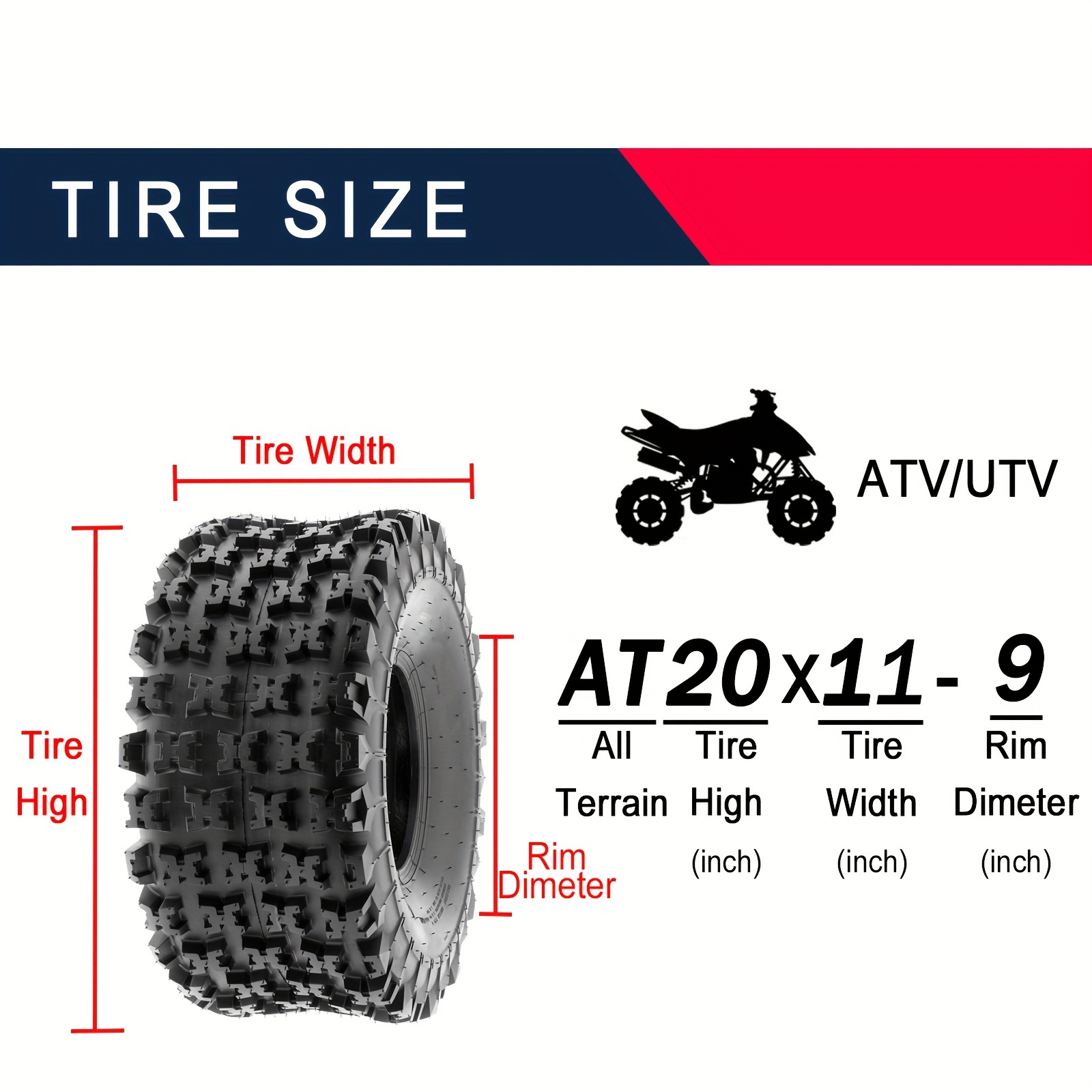 Set Of 2 ATV/UTV Tires - 22x10-9, 6PR All-Terrain, For Rear Of Quad Or Side-by-Side