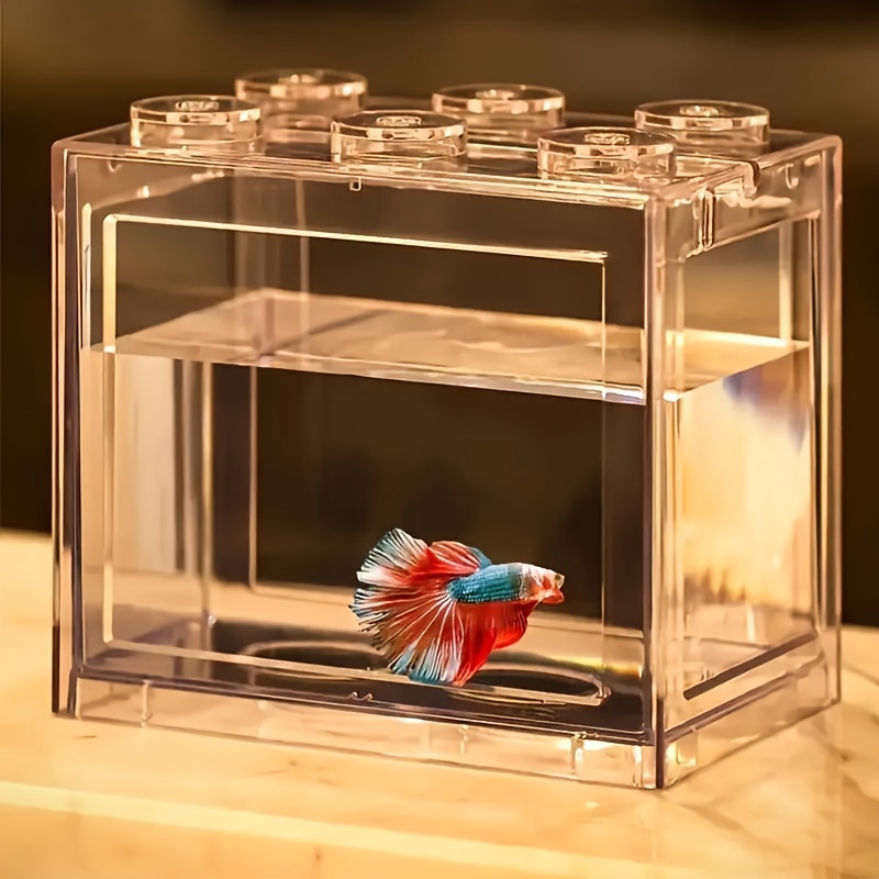 Betta Fish Tank Acrylic Transparent Mini Fish Bowl Office - Temu