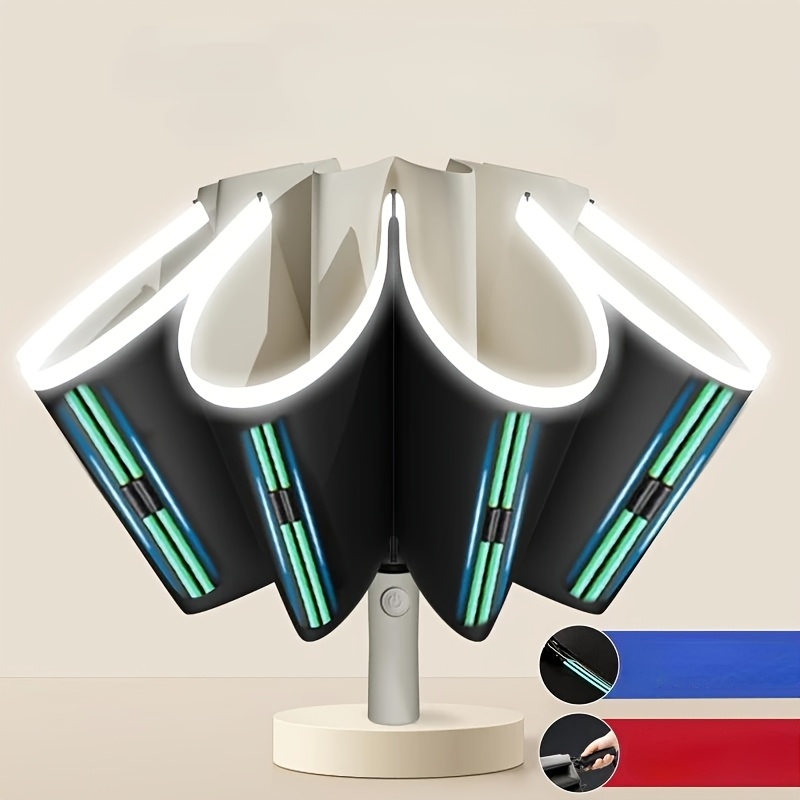 20 Ribs Automatic Reverse Folding Umbrella with Reflective Stripe Double Bones