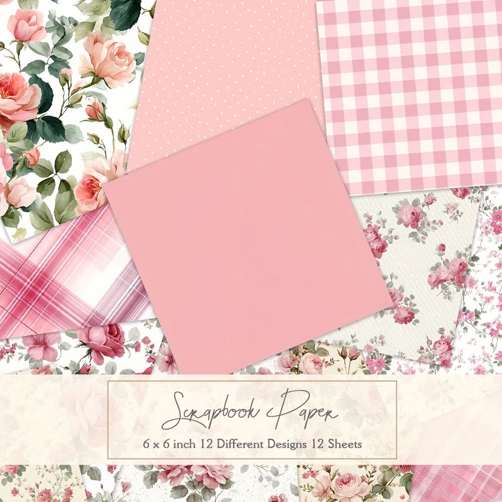 TEMU 12 Sheets Scrapbook Paper, 6x6 Inches, Diary Scrapbooking Supplies, Background For Albums, Diy Crafts, Card Making, And Journaling, Decorative