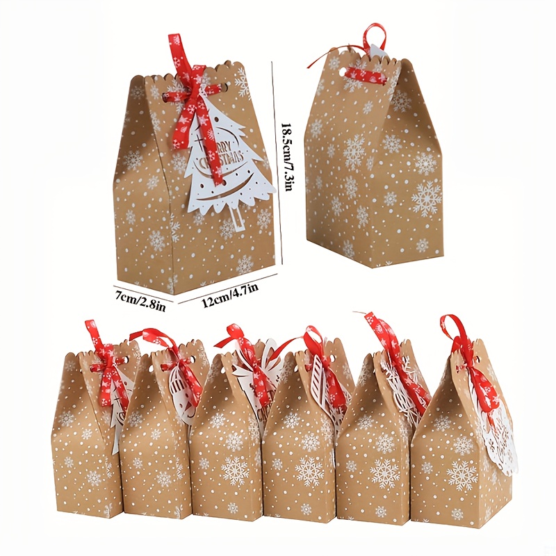 Image of Gift For Her/him 24pcs Christmas Treat Bags Christmas Gift Bags With Christmas Tags And Ribbons, Xmas Paper Goody Bags For Christmas Party Favors, Holiday Gift Bags