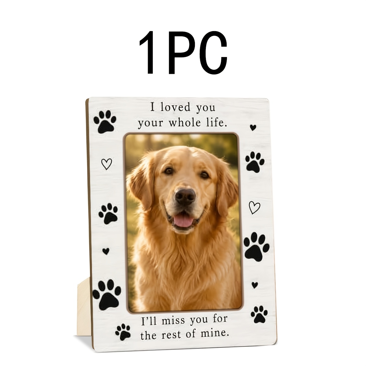TEMU Dog Photo Wooden Frame, Ideal Gift For Dog Lovers, Print Frame, Pet Memory Desktop Display Stand, Back Support For Horizontal And Vertical