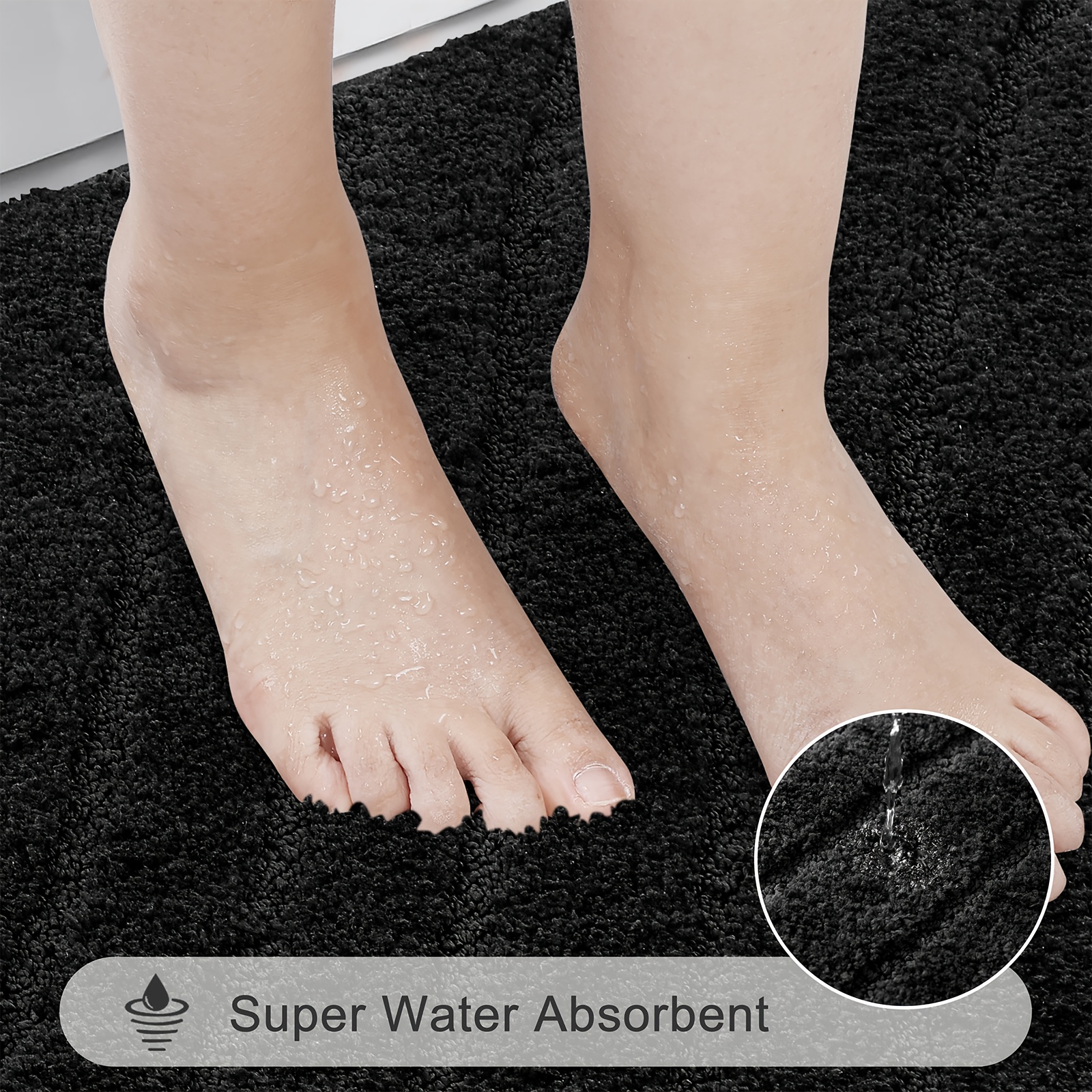 microfiber bath mat non slip shaggy bathroom rug set 3pcs bathroom mat set super absorbent bath mats for bathroom washable quick dry bathroom rugs for floor tub and shower home decor Product details 4