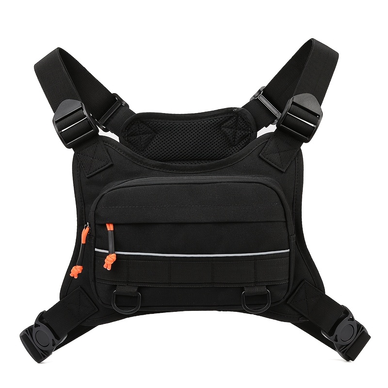Men's Chest Bag & Motorcycle Riding Bag, Multi-pocket Tactical Backpack With Adjustable Strap, Suitable For Outdoor Adventure, Fitness Training, Fishing And Camping
