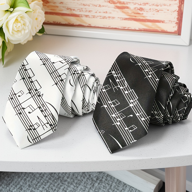 TEMU Cravate Ajustée pour Hommes et Femmes avec Design Note de Musique/Pois