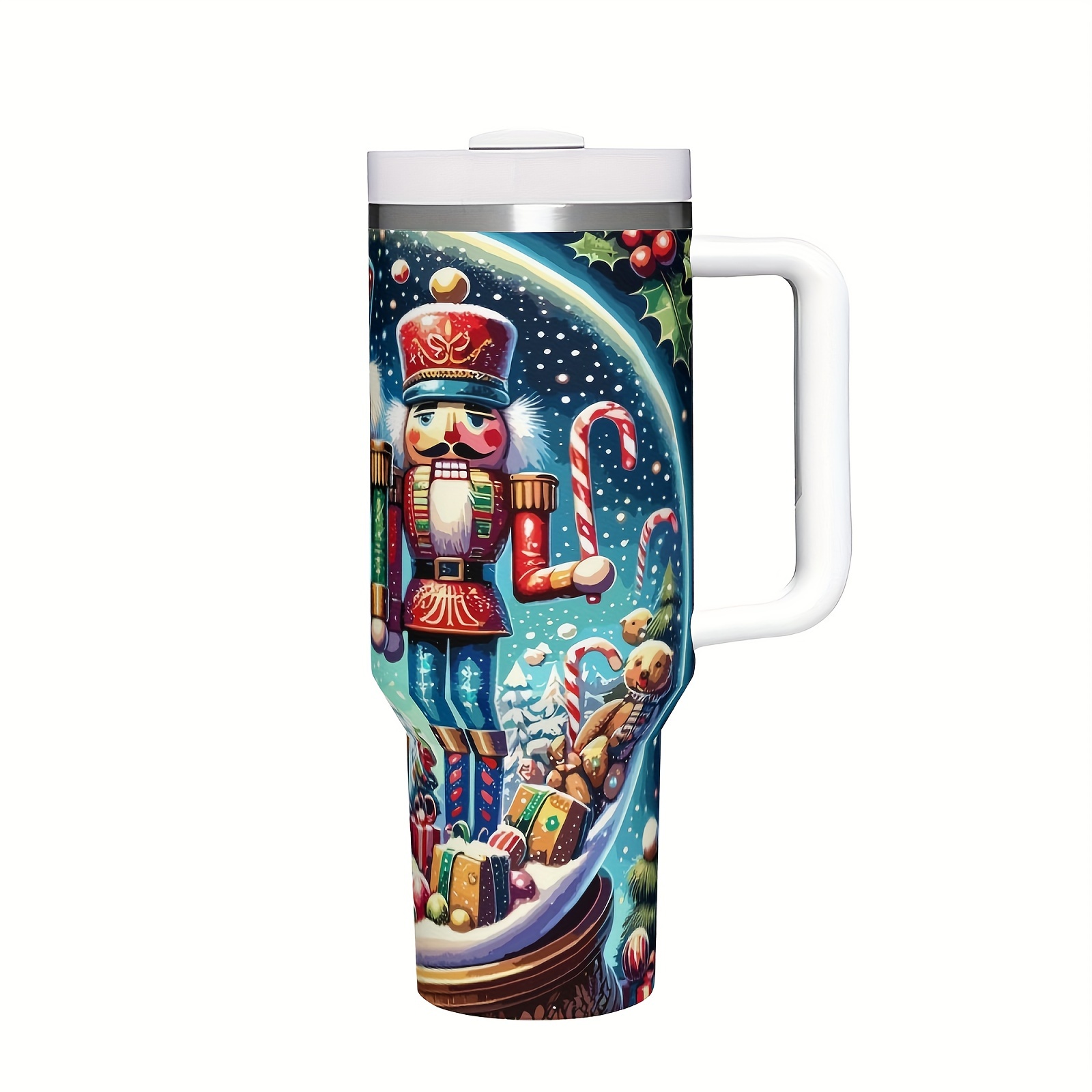 

40oz Stainless Steel Travel Mug With Nutcracker Design - Vacuum Insulated, Lid & Straw Included, Pvc-free, Hand Wash Only - Christmas, Halloween, Easter Gifts