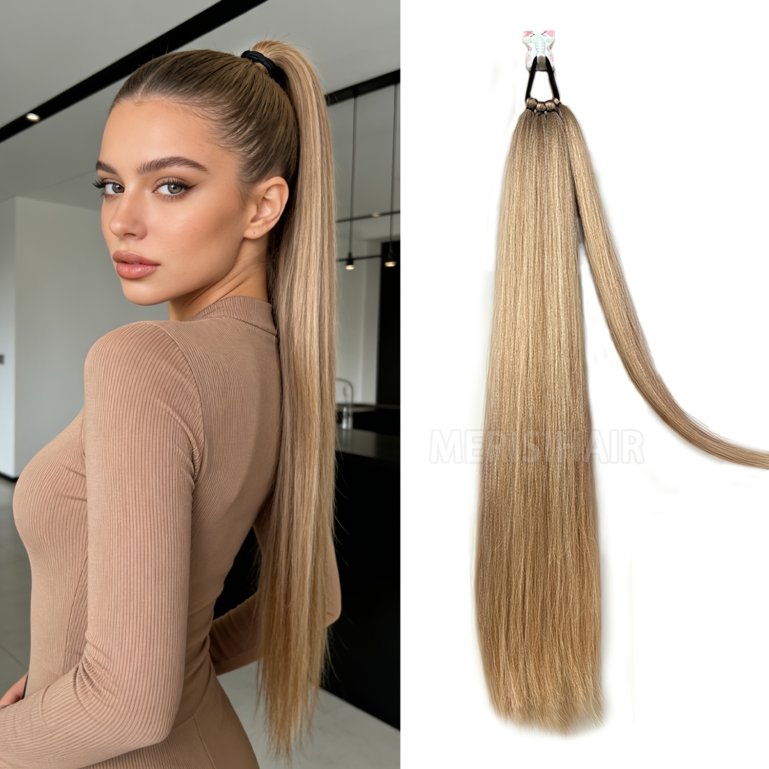 Image of Synthetic Ponytail Hair Extensions, Versatile Elastic Band, Synthetic Hairpiece For Women Suitable For Different Occasions