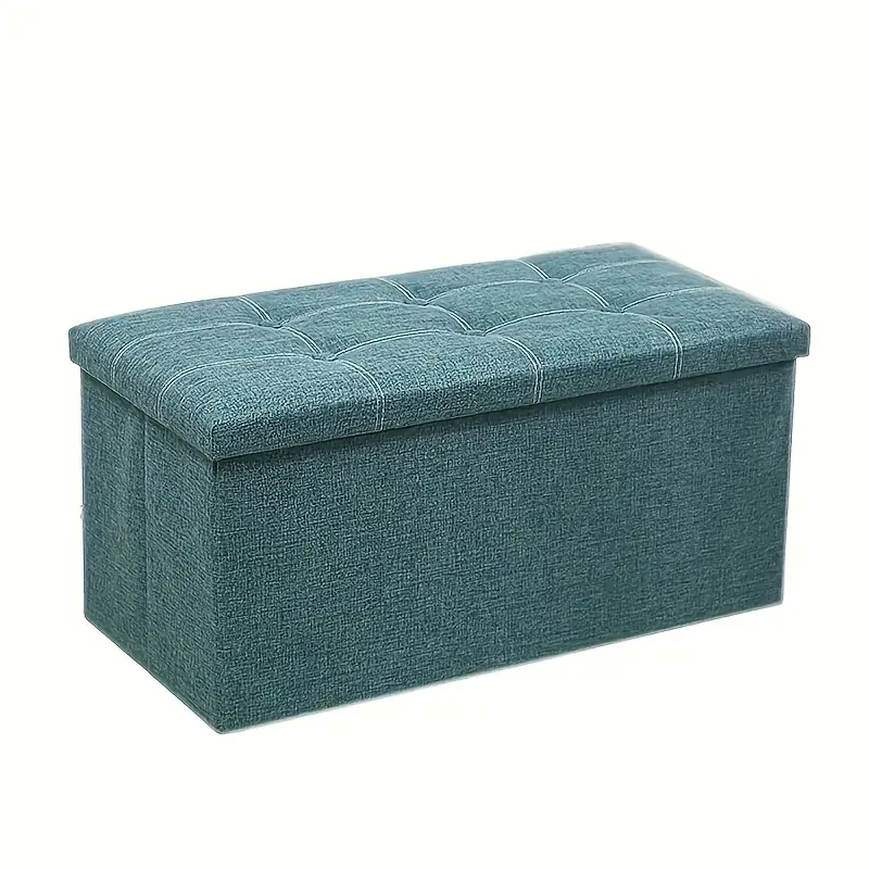 1pc 30 inch imitation linen shoe stool folding large capacity storage box shoe rack footrest with pads 30 bedside bench shoe stool details 3