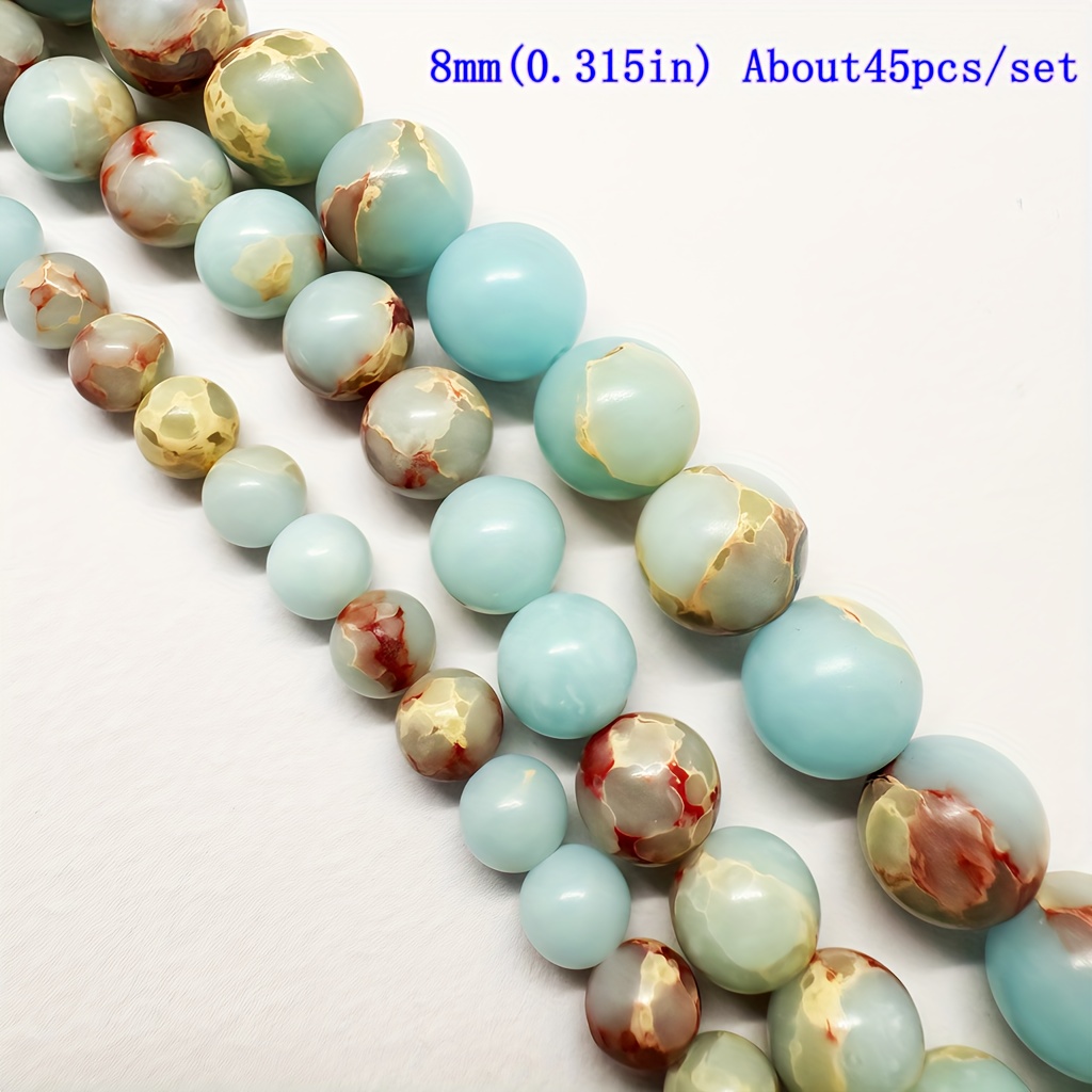 Image of High-gloss Polished Handmade Shoushan Round Beads (6/8mm) 61/45pcs Assorted | Accessories Bracelet Necklace Stringing Beads Home Decor Beads Handmade Spacer Decorative Beads