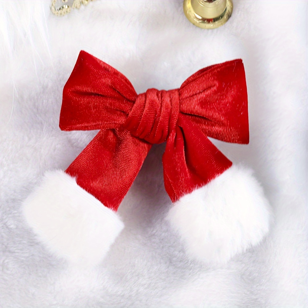 

[popular ] 1pc Christmas Bow Hair Clip For Women Vintage Plush Hairpins Nonslip Clip Accessories For Women Christmas