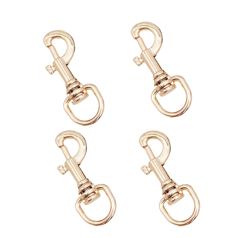 Set Of 4 Golden Clasps, Spring Key Rings, Bag Strap Accessories, Dog Leash Snap Hooks With Jump Rings, Suitable For Diy Bag Making, Keychains, Dog Leash Hooks