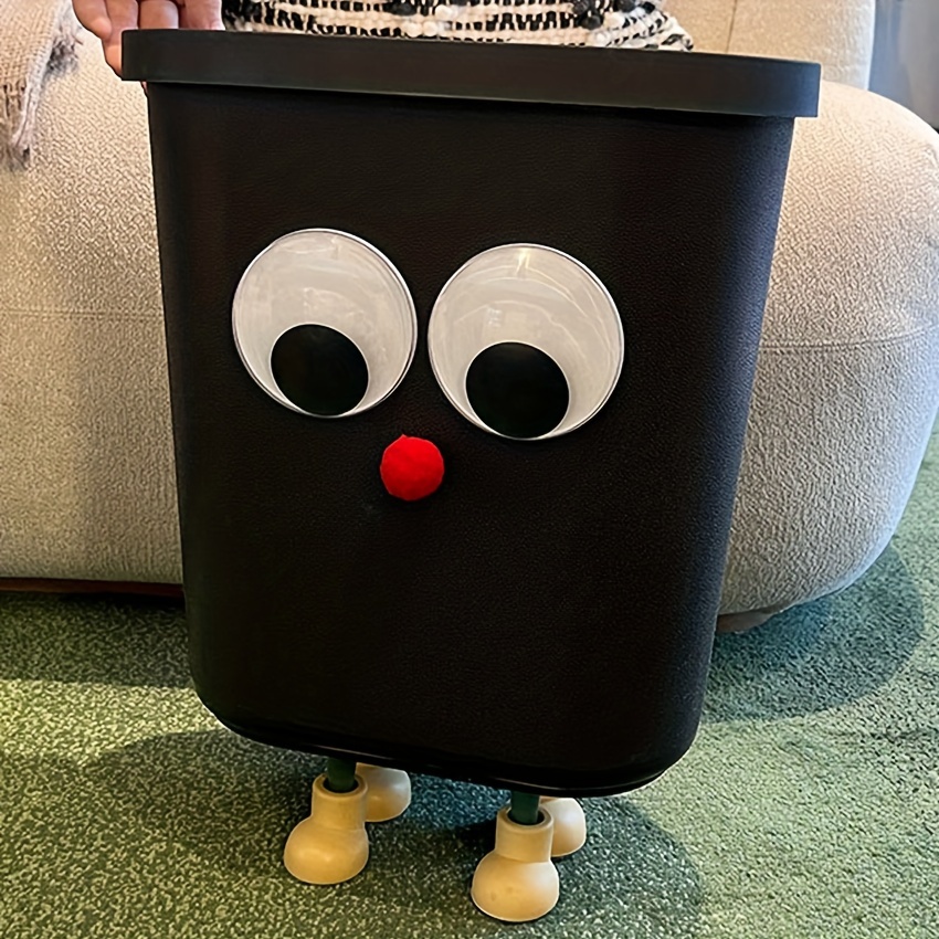 TEMU 【大きな目と脚が可愛い】プラスチック製のゴミ箱。開放的な、寝室、リビング、キッチンに最適。