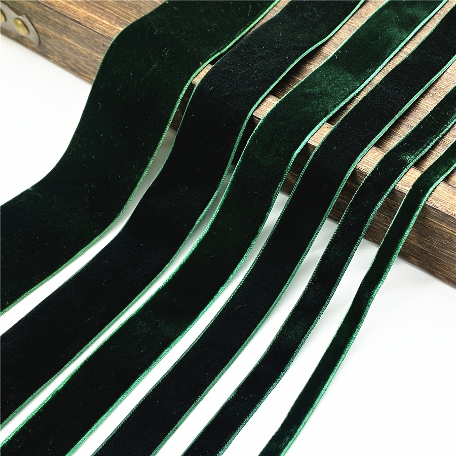 

6-38mm Dark Green Single Sided Velvet Ribbon Christmas Ribbon Jewelry Display Packaging Flower Gift Packaging Bow Diy Party Decoration