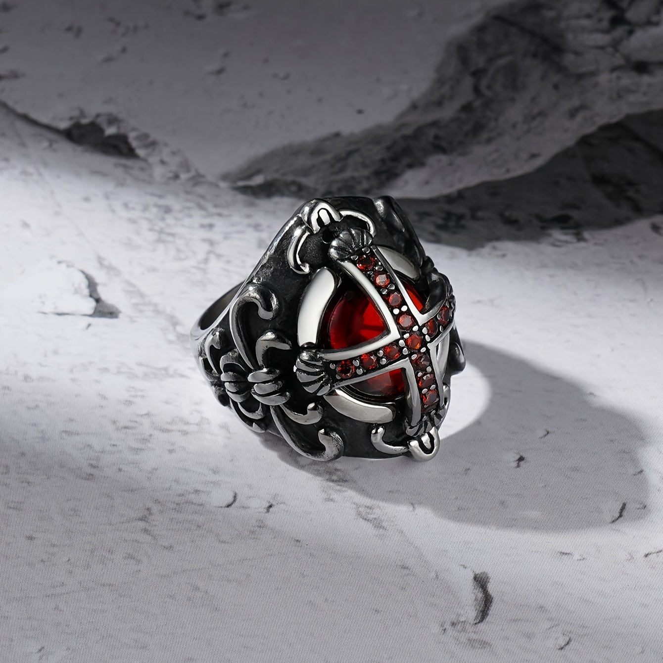 ring 304 stainless steel gothic cross ring - Temu
