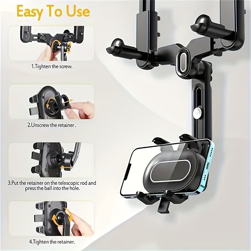 

1pc Universal Adjustable Car Phone Holder, , Multi-functional Telescopic Abs Mount, Non-waterproof, For Car Navigation Device Stability