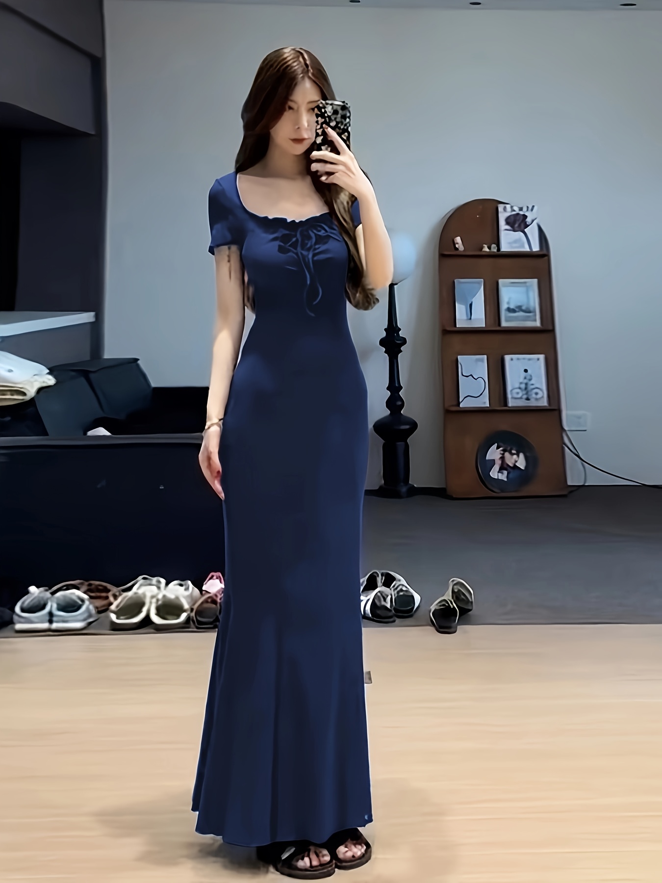 Navy Blue Dress Outfit For Dinner EAGLELY Womens Evening Dress