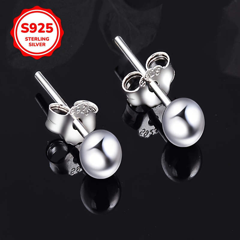 

Elegant 925 Sterling Silver Stud Earrings For Women - Hypoallergenic, With 3mm Round Beads, Perfect Gift For Her, Light Luxury, 0.5g