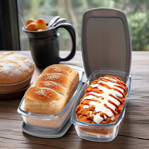 set of 2 large glass baking pans for bread each with a capacity of 60 87 ounces or 1 8 long rectangular loaf pans come with lids are safe for use in microwave and oven and feature handles for easy stacking and food storage