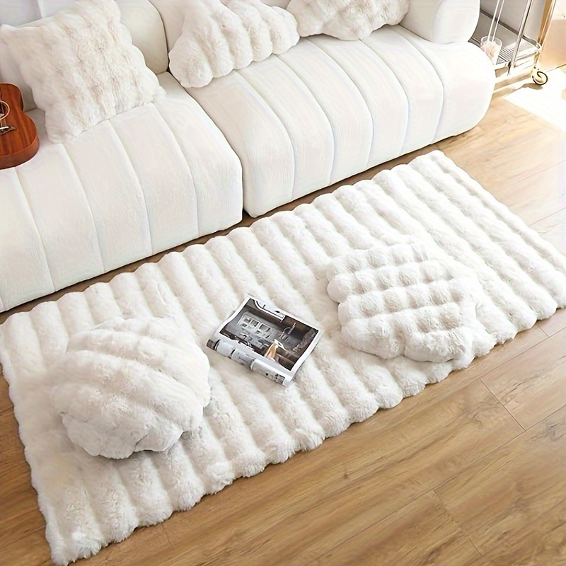 Image of Luxurious Faux Rabbit Fur Area Rug - Soft, Fluffy & Breathable, Easy-clean Plush Carpet For Living Room, Bedroom, And More - Versatile Home Decor In Multiple Sizes