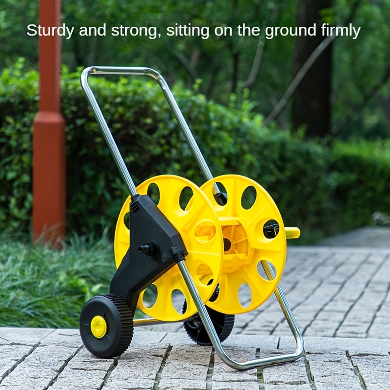 

Portable Garden Hose Reel Cart With Handle - Durable Water Pipe Organizer For Watering, Car Washing - Lightweight Manual Hand Crank Hose Storage Rack, Yellow Plastic Garden Supplies