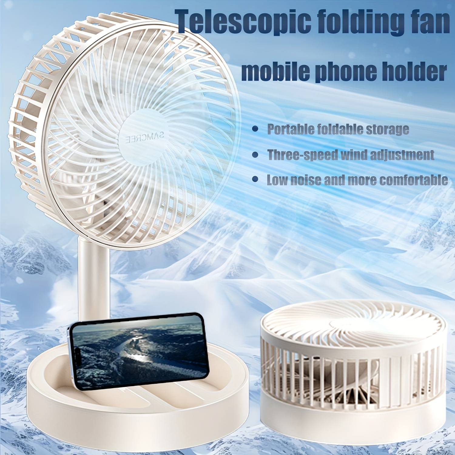 

1 Piece Portable Foldable Fan - 3 Levels Of Adjustment, 360° Surround Blowing, Suitable For Offices, Camping And Rvs, Holiday Gifts, Summer Comfort Items