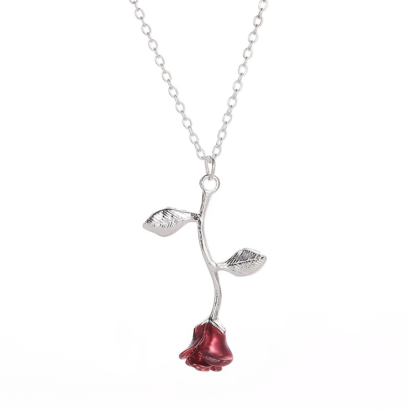 TEMU 1 stuks/2 stuks Set Creatief Minimalistisch Niche Ontwerp Roos Hanger Ketting Romantisch Valentijnsdag Sieraden Cadeau