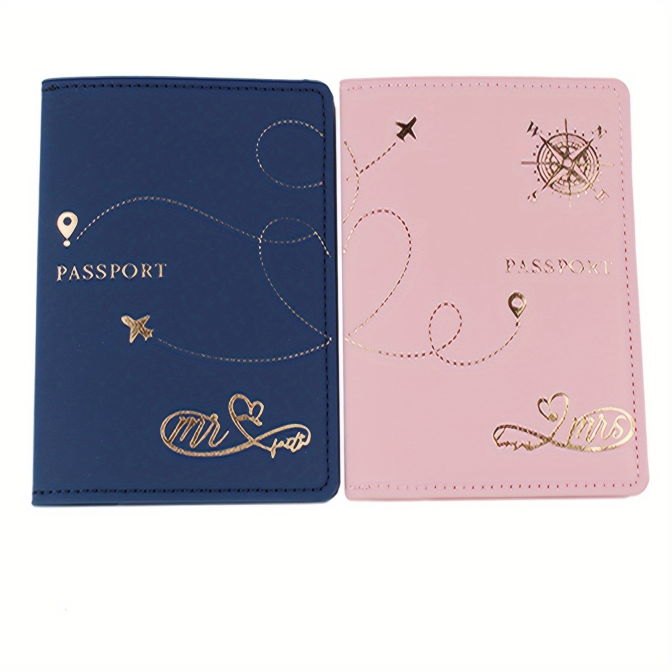 TEMU 2pcss Upgrade Features A Dotted Heart Airplane Directional Sign Pattern, Thickened Faux Leather . Stylish And Lightweight, Suitable For Flight