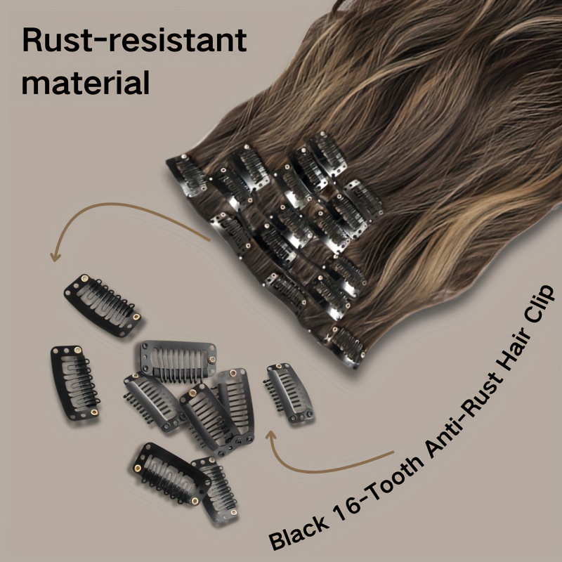 womens long wavy hair extensions 6pcs long curly strands 20inch high temperature fiber in brown with blonde highlights and dark brown synthetic hair adds volume to hair suitable for daily wear high   extensions details 1