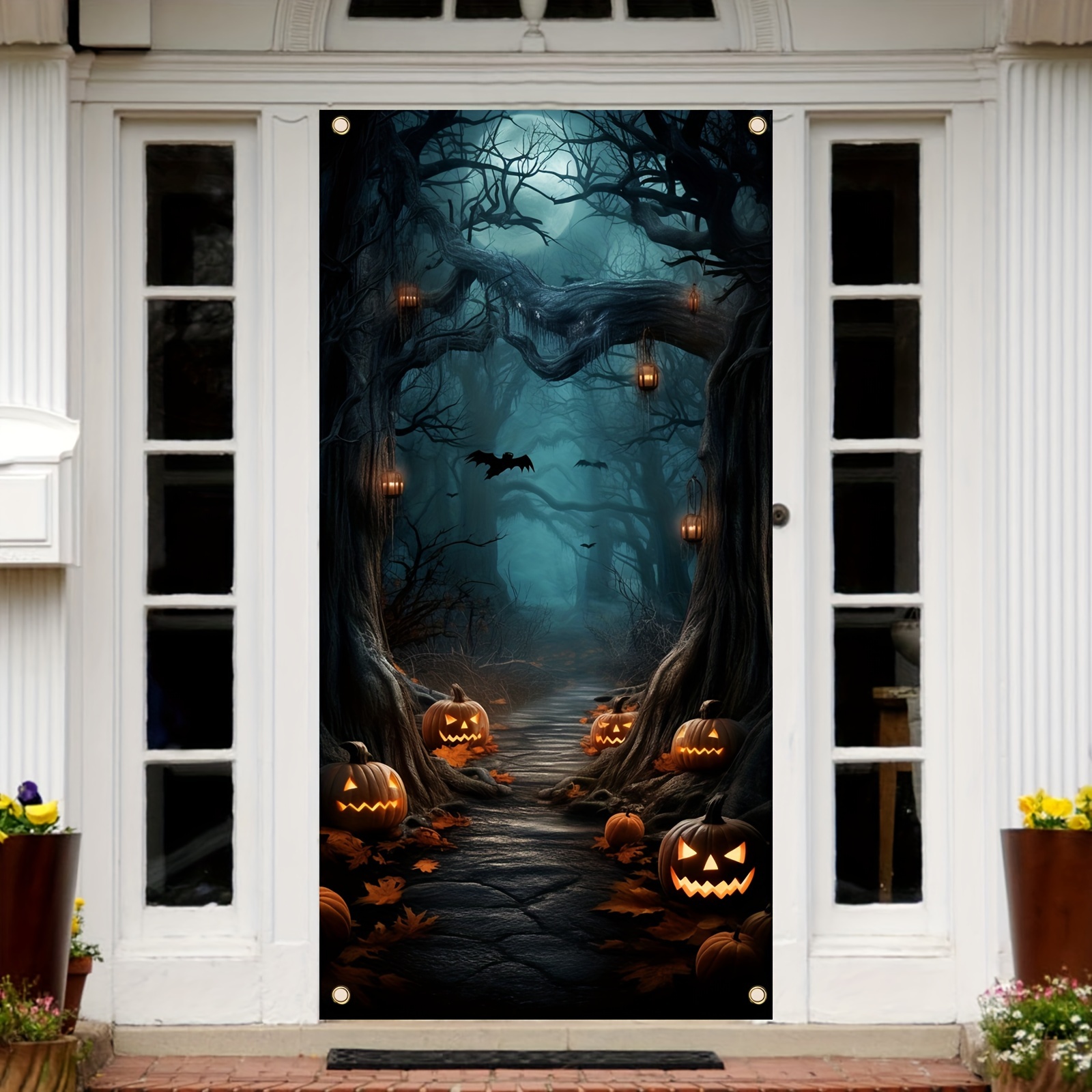 

Halloween Door Banner 70x35" - & Bat Design, Vinyl Hanging Decoration For Home & Garden, Perfect For Parties & Events Halloween Decorations Halloween Decor