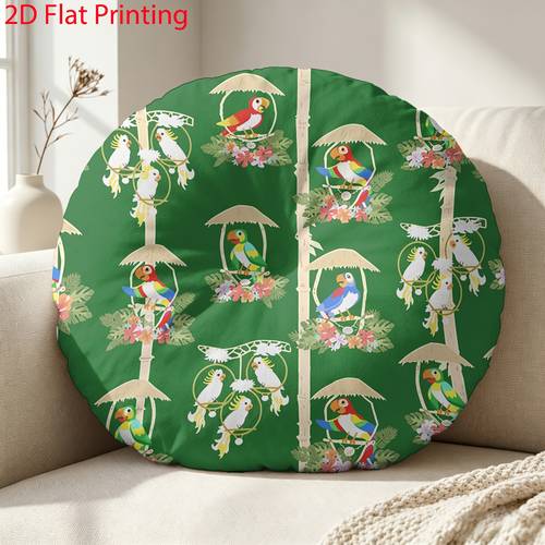 item picture parrot pattern round throw pillow 2d flat printing tropical animal design including pillow core zipper closure perfect for sofa bedroom living room patio lounge z0724cmbzy69 1 2d flat