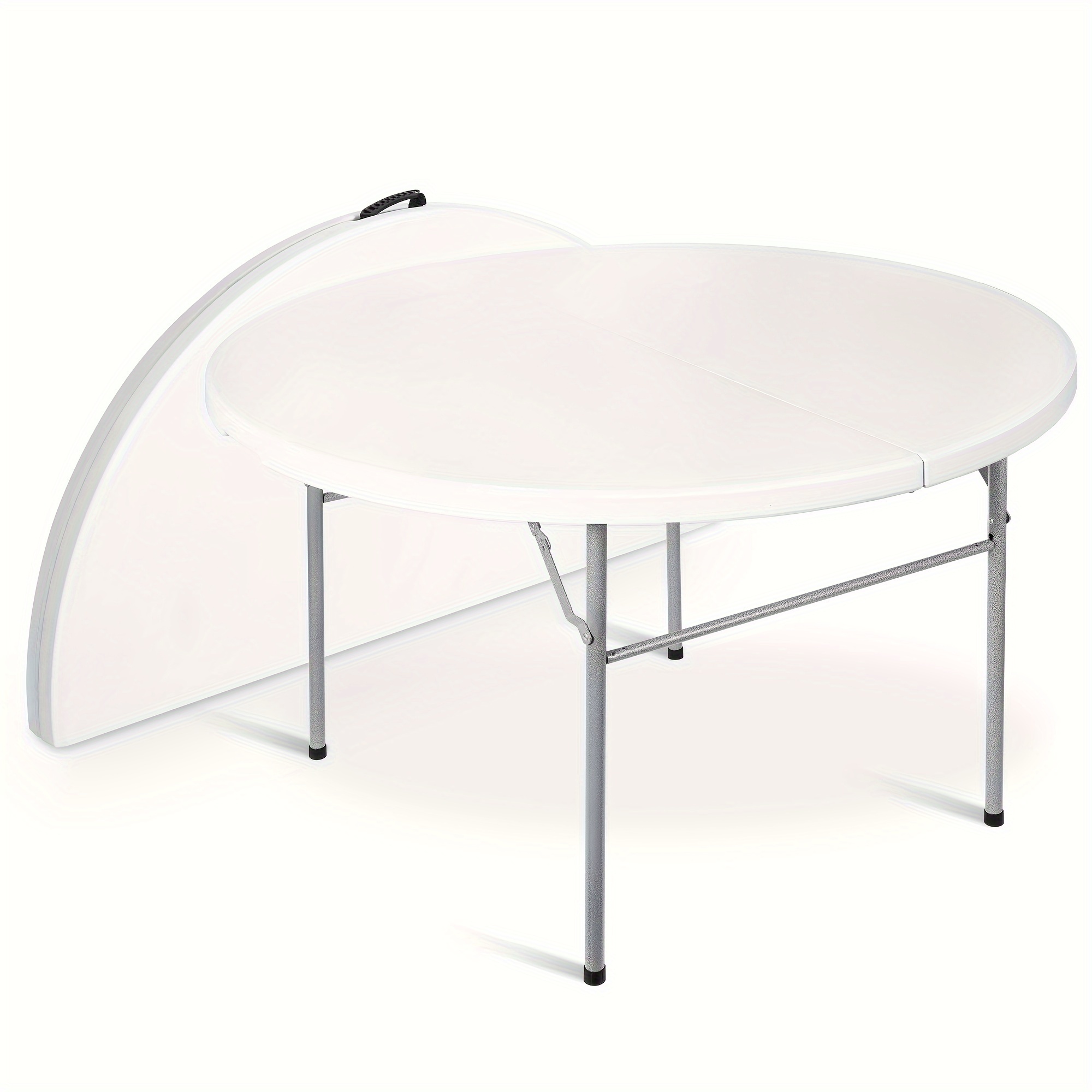 

4 Foot Round Folding Table, Plastic Portable Table, Folding Table For Picnic, Wedding Party, Camping, Picnic, Barbecue, , White