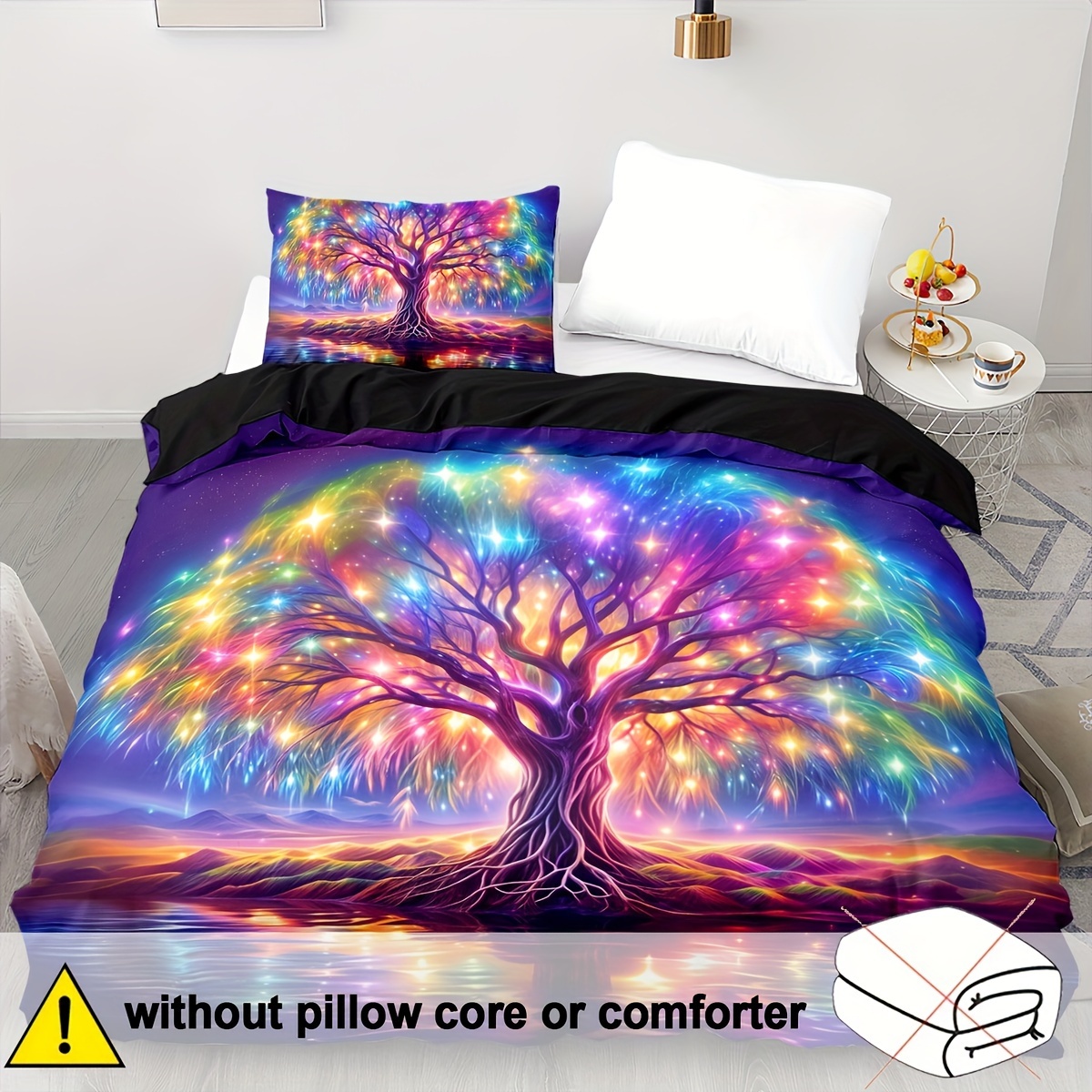E-shop 2/3-teiliges Baum des Lebens Bettwäsche-Set Gothic Bettbezug Set Quiltbezug Schlafzimmer Dekor Gästezimmer 2D Bohemian Flat Print (Inklusive 1
