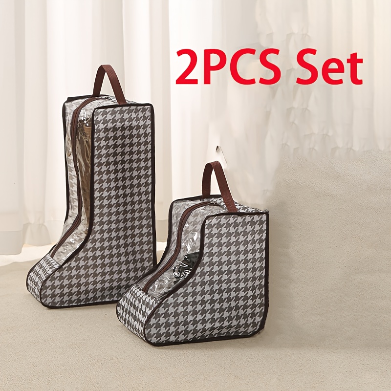 E-shop 2er Set Reise Schuhaufbewahrungstasche Polyester Hahnentritt Muster Schuhaufbewahrungstasche, geeignet zur Aufbewahrung von Schuhen, Stiefeln,
