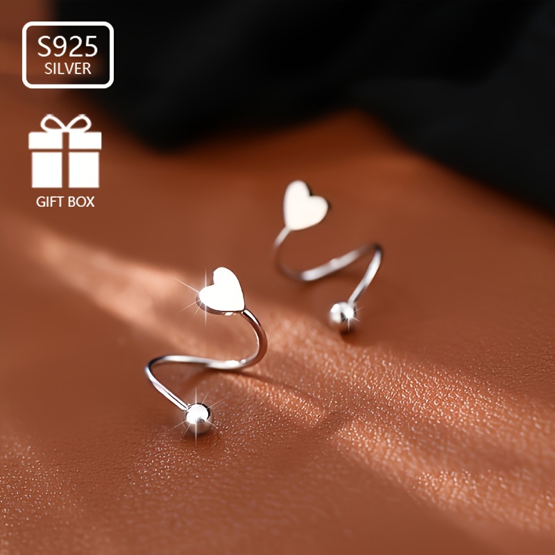 

925 Silver Hypoallergenic Design Stud Earrings Elegant Simple Style Compact Female Earrings For Daily Wear