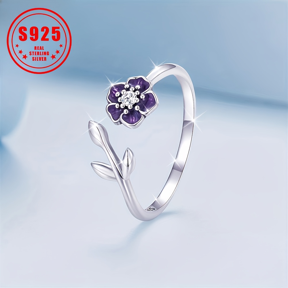 

925 Sterling Silver Retro Shining Zirconia Daily Outfits Party Accessory Adjustable Ring. 1.6g/0.06oz